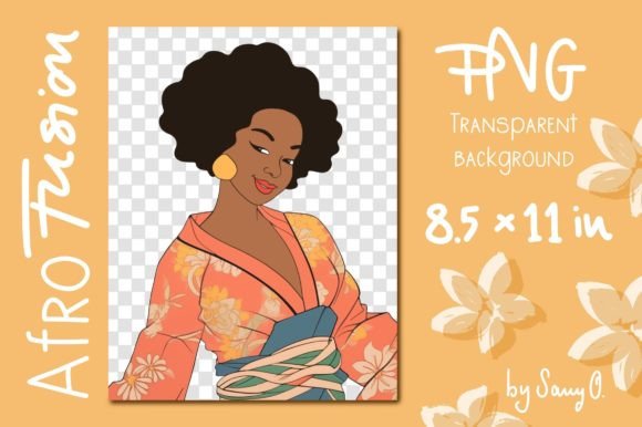 Afro Japan Fusion Black Girl Retro PNG: A Creative Powerhouse for Home and Business Projects