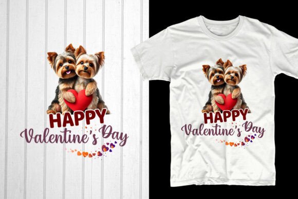 Happy Valentine’s Day Yorkie Dog Couple: A Trendy Design for Your POD Business