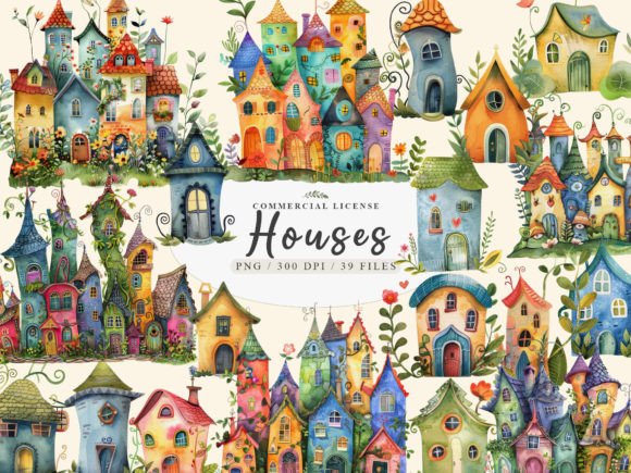 Quirky Houses Clipart and Quirky Houses Png: A Creative Resource for Designers and Hobbyists