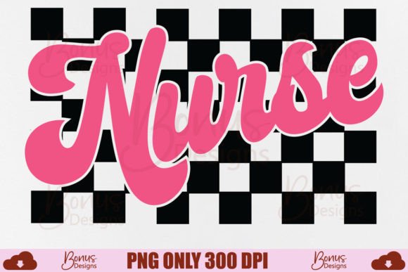 Retro Nurse Checkered Design for Modern Creative Projects
