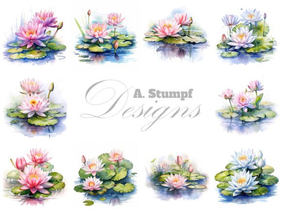 Water Lily Clipart Watercolor Flower Set: A Creative Tool for Designers and Crafters