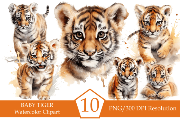 Watercolor Baby Tiger Clipart: A Versatile Design Element for Creative Projects