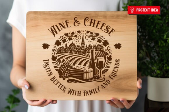 Wine and Cheese Charcuterie Board SVG: A Versatile Design for Engraving and Printing Projects